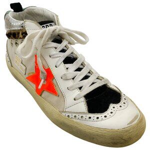 Golden Goose Deluxe Brand White / Orange Mid Star Sneakers